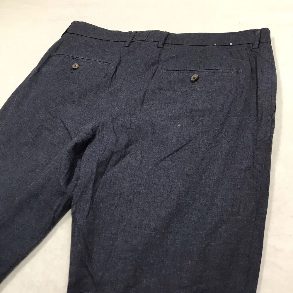 J CREW Thompson Pants Men 35x32 (36x29 actual) Navy Tapered Leg Chino Cotton